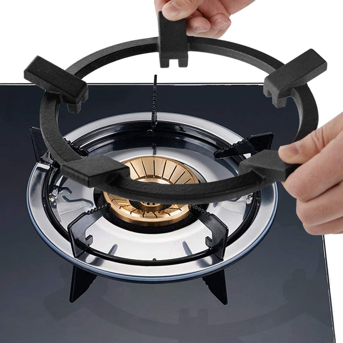 Linkidea Wok Ring for GAS Stove 5 Claw Non-Slip Black Cast Iron Wok Support Ring for Kitchen Cooktop Range Pan Holder Stand Stove Rack for GAS Hob
